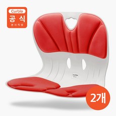 [2개 세트] 커블체어 와이더 - 바른자세 좌식 의자 허리 등받이 앉은뱅이 자세교정, 레드+레드