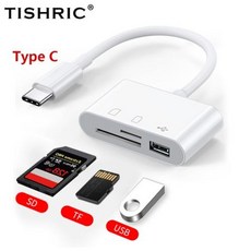 SD 카드 리더기 멀티 허브 멀티 USB 카드 리더기 다기능 SD TISHRIC 마이크로 C 타입 어댑터 TF 메모리 삼성 화웨이 샤오미 노트북 휴대폰용, 없음, 6) White TYPE-C, 1개