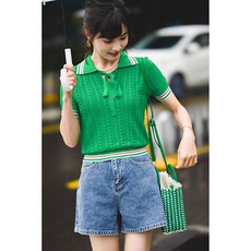 폴로케이블반팔니트