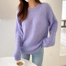 작은방 MLS-499 박스핏 알파카 라운드 파스텔 니트 스웨터 4컬러