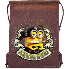 Despicable 미 Minions Authentic 라이센스 드로스트링 백 백팩 (블랙) Desp