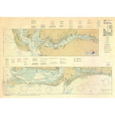 Antiqued NOAA 차트 11427 연안 수로 포트 마이어스에서 샬럿 항구와 위긴스 고개로 가는 길