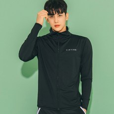 헤링본 남성용 원더 집업 래쉬가드 상의 RC903, 블랙