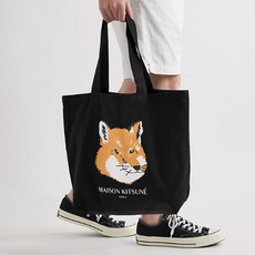 23SS MAISON KITSUNE 메종키츠네 폭스 헤드 토트백 블랙 EU05110WW0008