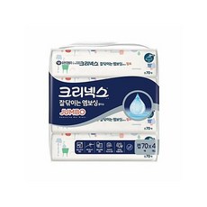 크리넥스 잘닦이는 엠보싱 점보 물티슈 캡형 70매x4개입/1팩