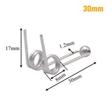 2Pcs 와이어 컬링 아이언 교체 더블 리턴 토션 스프링 1.2x24mm/1.2x2 6mm/1.2x2 8mm/1.2x30mm 스프링, 30mm, 30mm, 4) 30mm
