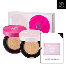 정샘물 에센셜 스킨 누더 쿠션 웰컴 핑크 듀오세트+핑크메쉬파우치, 상세설명 참조, 핑크라이트 듀오세트