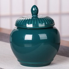 베이비윙 호봉 도자기 중국식 밀폐형병 큰사이즈 라지 푸얼 가정용 깨어나다 티 박스 저장 다기, 그린 월한 다관 -간단한 복장
