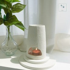 소이 아로마오일버너 아로마램프 조각상, 화이트 세라믹 워머