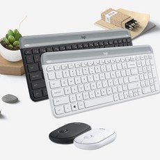 슬림 무선 콤보 키보드마우스세트, 화이트, MK470