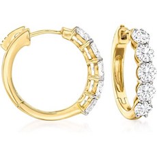 Ross-Simons 2.00 ct. t.w. Round Brilliant-Cut Diamond 5-Stone Hoop 귀걸이 in 14kt Yellow Gold