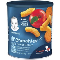 거버 릴 크런키 베이크드 콘 스낵 어린이 곡물 과자 42g, 1개, 사과 + 고구마(Apple + Sweet Potato)