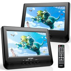 OTIC 10.1인치 듀얼 자동차 DVD 플레이어 휴대용 스크린 헤드레스트 비디오 플레이어 리모컨 포함 5시간 충전식 배터리 마지막 메모리 차량용 DVD 플레이어 USB/S, OTIC 10.1인치 듀얼 자동차 DVD 플레이어 휴대