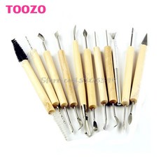 11Pcs 나무 손잡이 왁스 도자기 점토 조각 조각 도구 DIY 공예 세트 드롭 선박|tool set|tool diycarving tool set, 1개, 단일