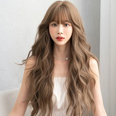 백금발 가발 롱 웨이브 펌 통가발 애쉬 그레이 핑크 가발, 1개, 11.TYPE_K