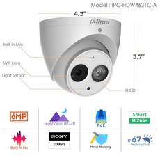 Dahua 보안 POE CCTV 카메라 키트 NVR2104HS-P-S3 및 IP 카메라 IPC-HDW4631C-A 감시 시스템 쉬운 설치 6MP, 2.8mm, 없음, 영국 플러그, 1개 - nvr2104hs-p-s3