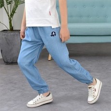 RS-07 아동 블루 데일리 캐쥬얼 바지 주니어 밴딩 트레이닝복 팬츠