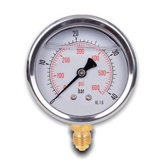 Pressure Gauge with Radial Connection Stainless Steel IP65 2.48'' with Bottom Connector 1/4 Gly, 1개