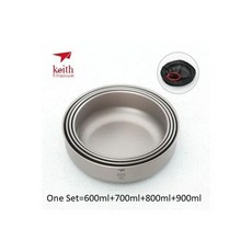 241116 Keith 티타늄 그릇 세트 야외 캠핑 피크닉 식기 초경량 휴대용 하이킹 220ml - 900ml, Big 4 pcs