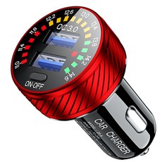 듀얼 USB 차량 충전기 전화 충전기 36W / 3A galaxy S21 / 2의 경우 전화 w / 전화 용 Quick Charge 호환 가능, 빨간색