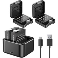 파워엑스트라 2팩 1800mAh 인스타360 에이스 프로 배터리 교체용 트리플 슬롯 USB 고속 충전 허브 포함