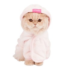 캣츠모리 물먹는 목욕가운 강아지 고양이 펫타올, 핑크