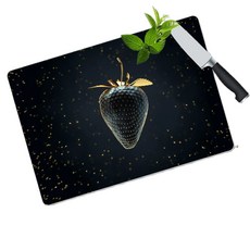 강화유리도마유리도마도마 항균 강화 유리 도마 주방 금 딸기 패턴 30 cm x 40, 1개