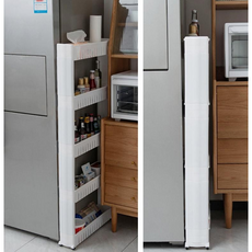 클릭홈 이동식 틈새 선반 수납 수납장 욕실 침대 거실 수납함 장 3단, 화이트4단