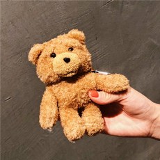 에어팟1/2 차이팟 귀여운 테드 테디베어 캐릭터 곰인형 실리콘 충전 케이스, 브라운, 에어팟케이스 SAP355