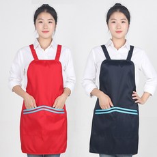 오투라이프에이프런 베이직 두줄 배색 앞치마, 레드