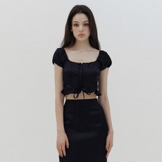 카인더베이비 baby black semi crop blouse