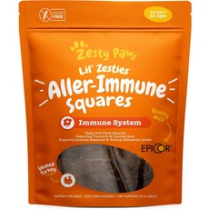 Zesty Paws Lil Zesties Aller-Immune Squares 터키 맛을 낸 부드러운 씹는 개 알레르기 면역 보조제, 20-oz bag