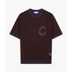 리버클래시 24SS LKS51359다크브라운 투톤 메쉬 그래픽 반팔 니트