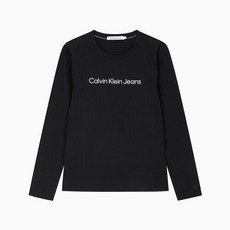 [AK PLAZA] [캘빈클라인 진] 여성 슬림핏 인스티튜셔널 로고 긴팔 티셔츠 (J221449-BEH)