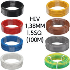 HIV전선 단선 1.38MM 1.5SQ 100M 1롤 케이블 단선 옥내 배선, 갈색 1.5SQ 100M, 1개