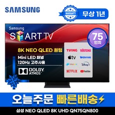 삼성 75인치 TV 8K NEO QLED UHD스마트 TV QN75QN800 LED 미러링 넷플릭스 유튜브, 지방권벽걸이(상하브라켓), 75인치TV
