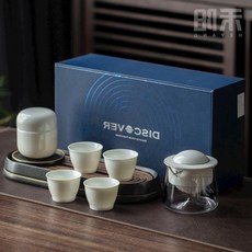 피아이케이8 화양행성 퀵컵 유리 ET 여행용다기 도자기 사파리 휴대 스핀들 차우리기, 박스 우주공간 화이트 （무 화상방지