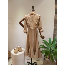 V빅 레이스 머메이드 기모 원피스