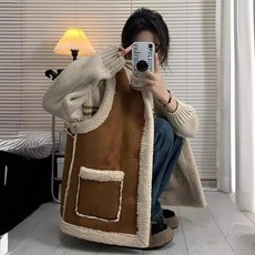 넥스트룩 베스트 여자 무스탕 조끼 뽀글이 양털 조끼