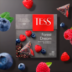 Tess черный чай Forest Dream (малина и черника), 20 пакетиков