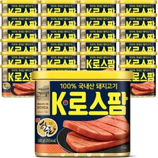 롯데햄 한돈 K로스팜 340g (24캔) / 100%국내산 돼지고기, 48캔