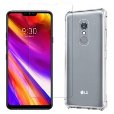 스톤스틸 LG Q8 (Q815) 투명 범퍼 케이스 1개 + 전면 강화유리 보호필름 1장 휴대폰