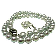 Isowa Pearl (진주 전문점) 아코야 진주 목걸이 귀걸이 세트 7.0-7.5mm 64703