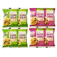 간식 풀무원 풀스 키즈 초코 칩 콕콕 초코 나무 녹차 + 크랜 베리 콕콕 크랜 베리 스콘 각4개, 16개, 55g