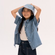 스파오키즈 쿨 경량 데님 반팔셔츠_SPYJE24KU1