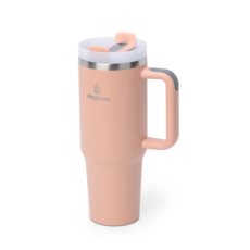 모굼 차량용 손잡이 빨대 진공 보온 보냉 얼음 스텐 텀블러대용량, 1개, 1200ml, 라이트핑크