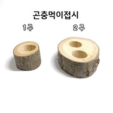 곤충용품 먹이접시 1구 2구 젤리그릇 천연목 곤충용품 반려곤충 사슴벌레 장수풍뎅이 사육 키우기 기르기, 1개