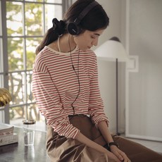 틸아이다이 Stripe soft touch T-shirt_Red571133