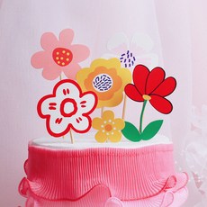 (6개)레드플라워 토퍼 생일토퍼 플라워 케이크토퍼, 1개