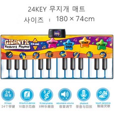 브레인포 발로 밟는 전자 피아노 매트 악기놀이, 02-24KEY 무지개 매트 180x74cm